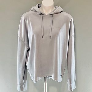 Women’s DKNY Sport soft velour hoodie in Ice Blue, size L